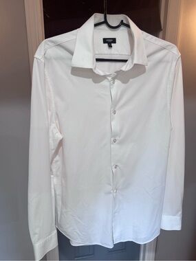 Express Men's White Dress Shirt - Spread Collar, Long Sleeve
